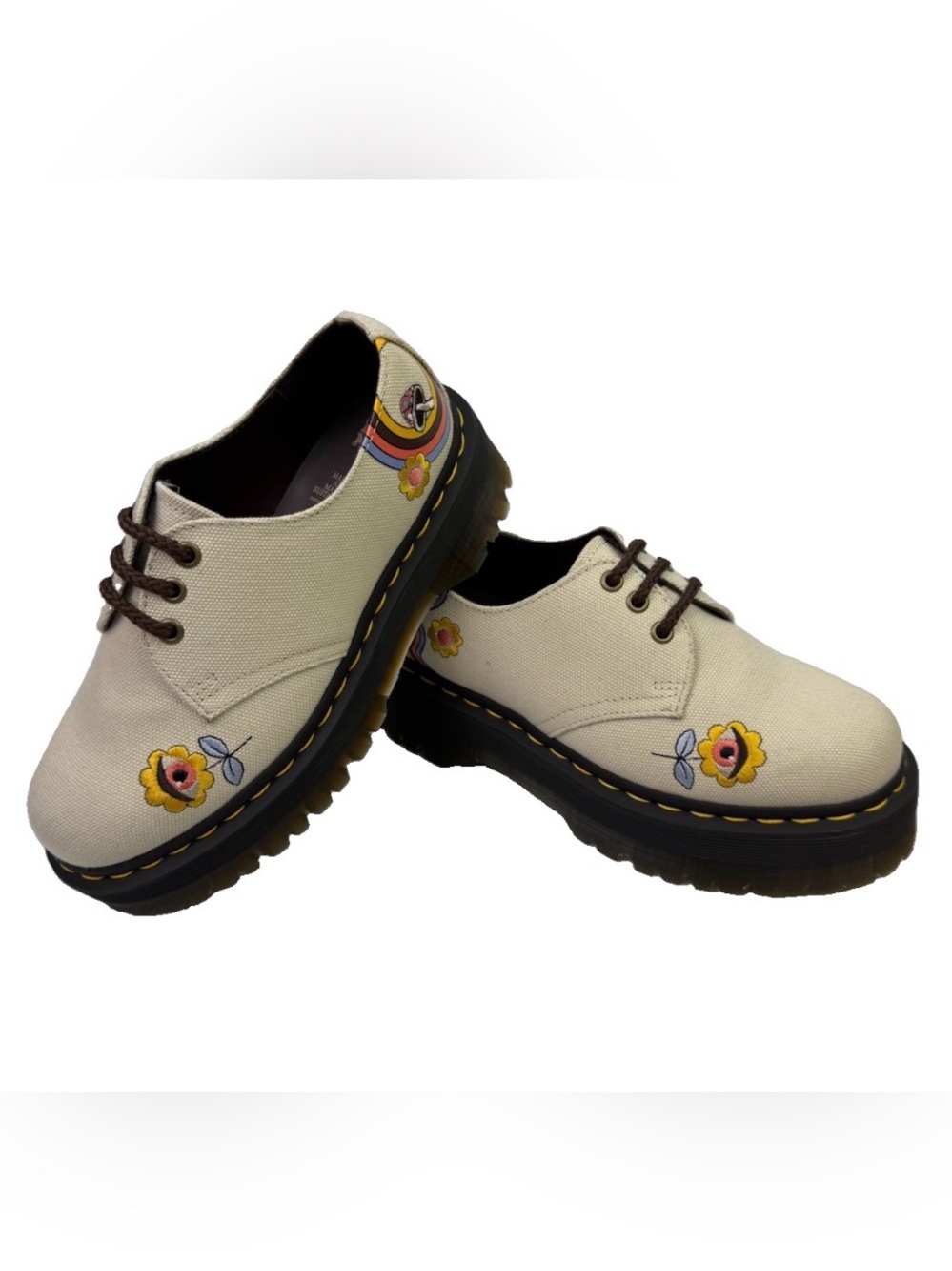 Dr. Martens 1461 Quad Retro Ray Canvas Embroidered Platform Shoes Women’s 7 ,M6